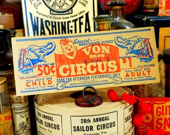 Vintage Von Bros Circus Tickets