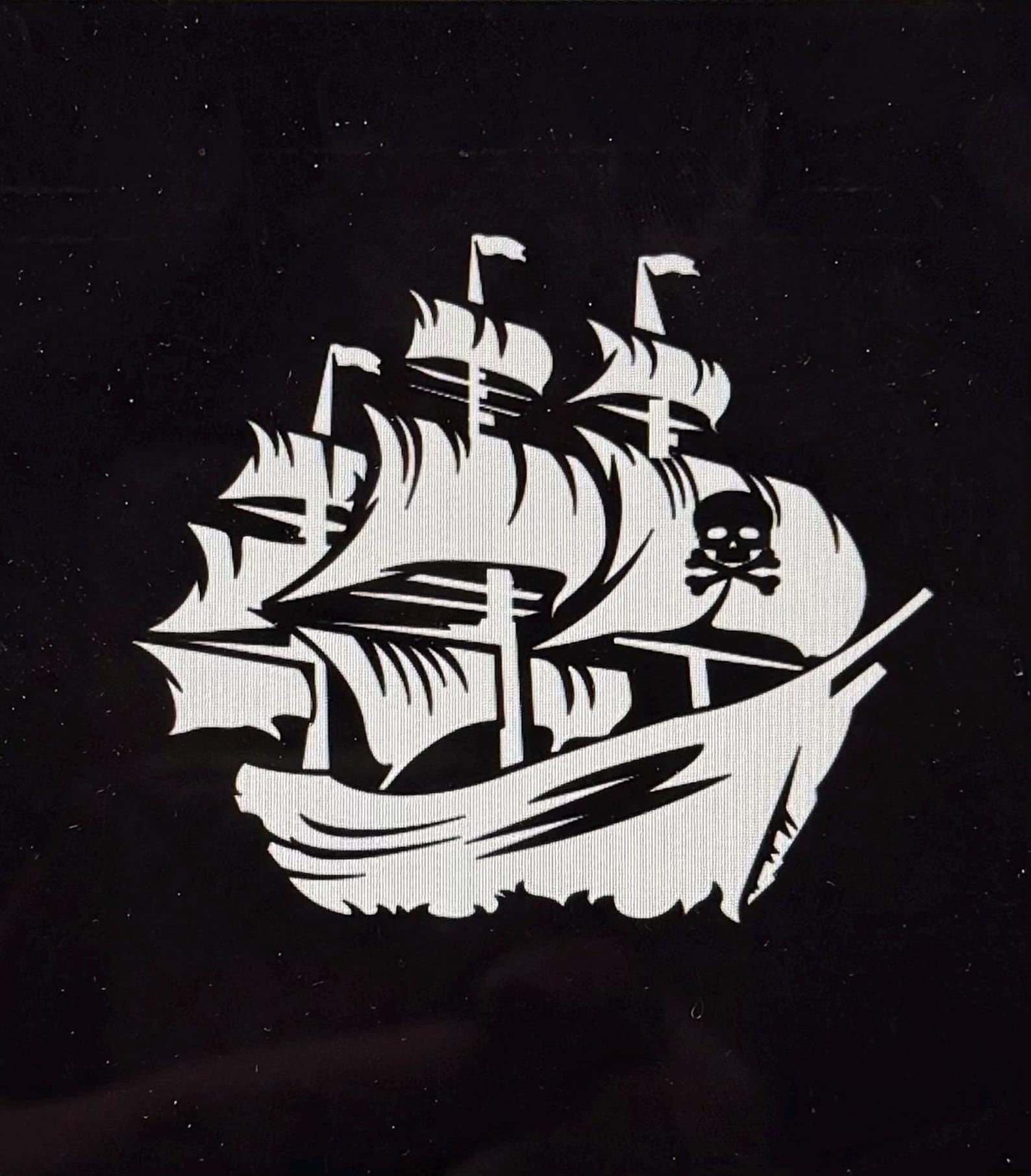 White Vinyl Decal of Pirate Ship With Skull and Crossbones. - Etsy
