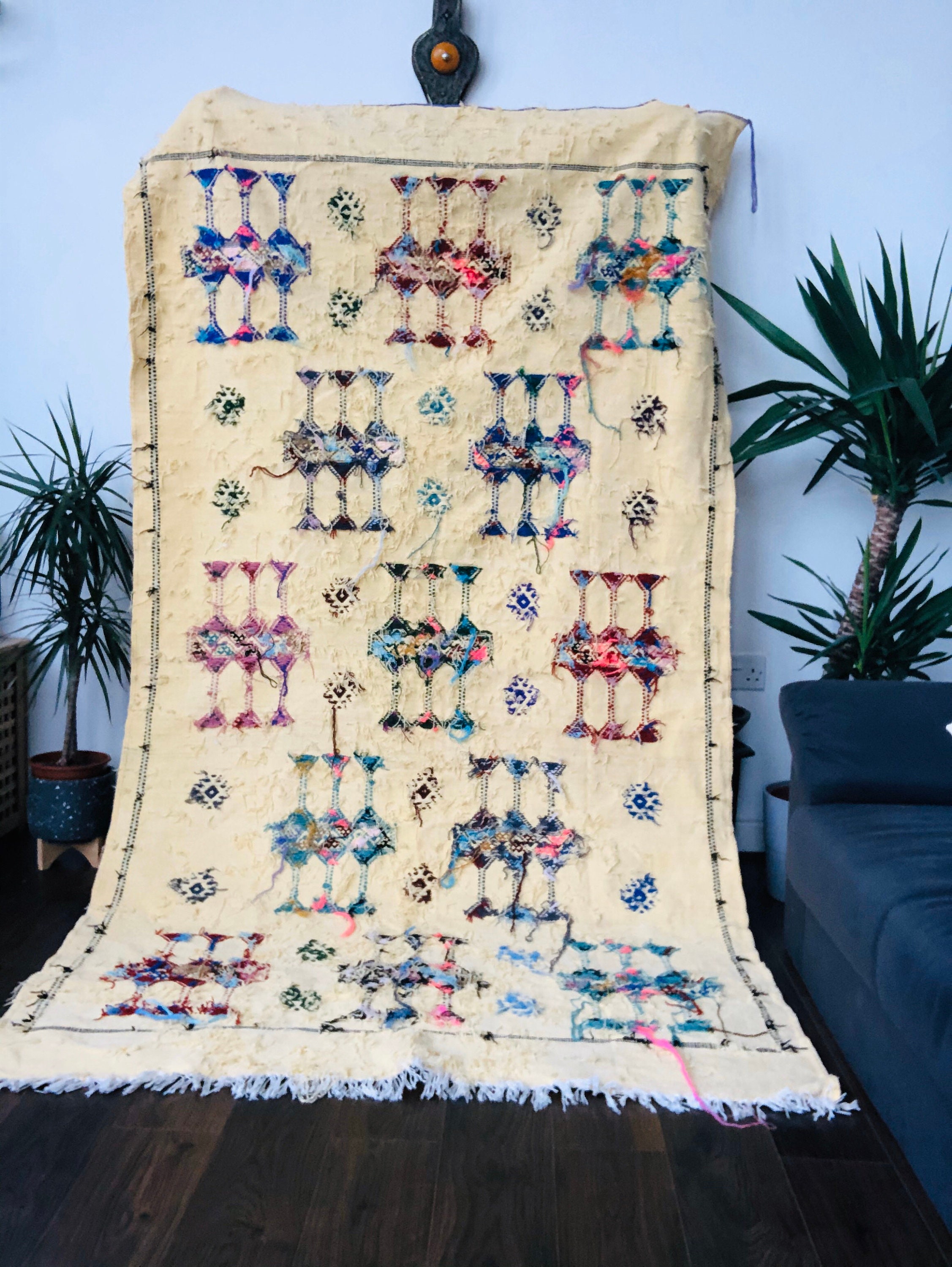 Alfombra de área hecha a mano marroquí | Etsy