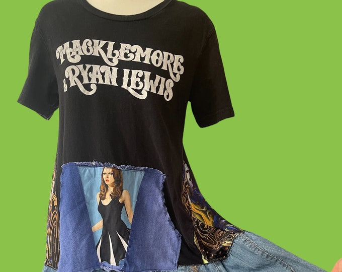 Featured listing image: Ryan Lewis Macklemore Band 2013 Tour T-shirt Upcycled Dress with Kangaroo Pocket Medium