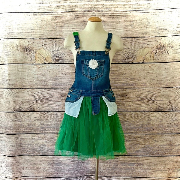 Feminine Meets Masculine Green Tulle Deconstructed Overall Dress - Small
