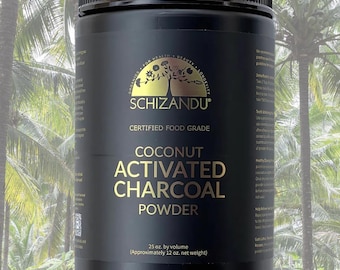 Polvo de carbón de coco activado orgánico: grado alimenticio, ultrafino - Frasco de 25 oz