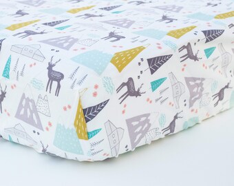 Infant Crib Sheet | Toddler Bed Sheet | Fitted Crib Sheet | Cotton Baby Crib Sheet | Modern Nursery | Gender Neutral Decor | Woodland Theme