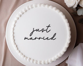 Just Married cake charm | Custom cake topper | Slab cake topper | Mr & Mrs | Just Married cake plaque | front of cake topper | handwritten