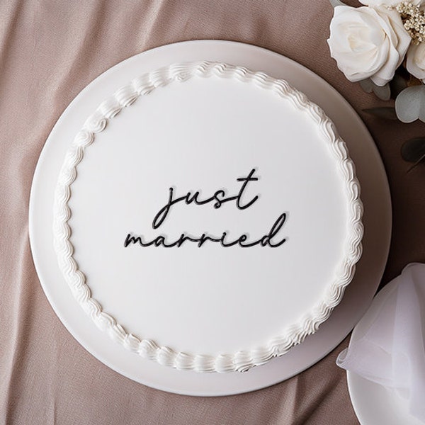 Charm pour gâteau Just Married | Décoration pour gâteau personnalisée | Topper pour gâteau | Monsieur et Madame | Plaque à gâteau Just Married | devant du gâteau | manuscrite