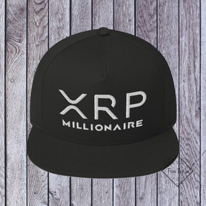 XRP Crypto Millionaire Ripple Cryptocurrency Embroidered Hat Snapback Flat Bill Cap