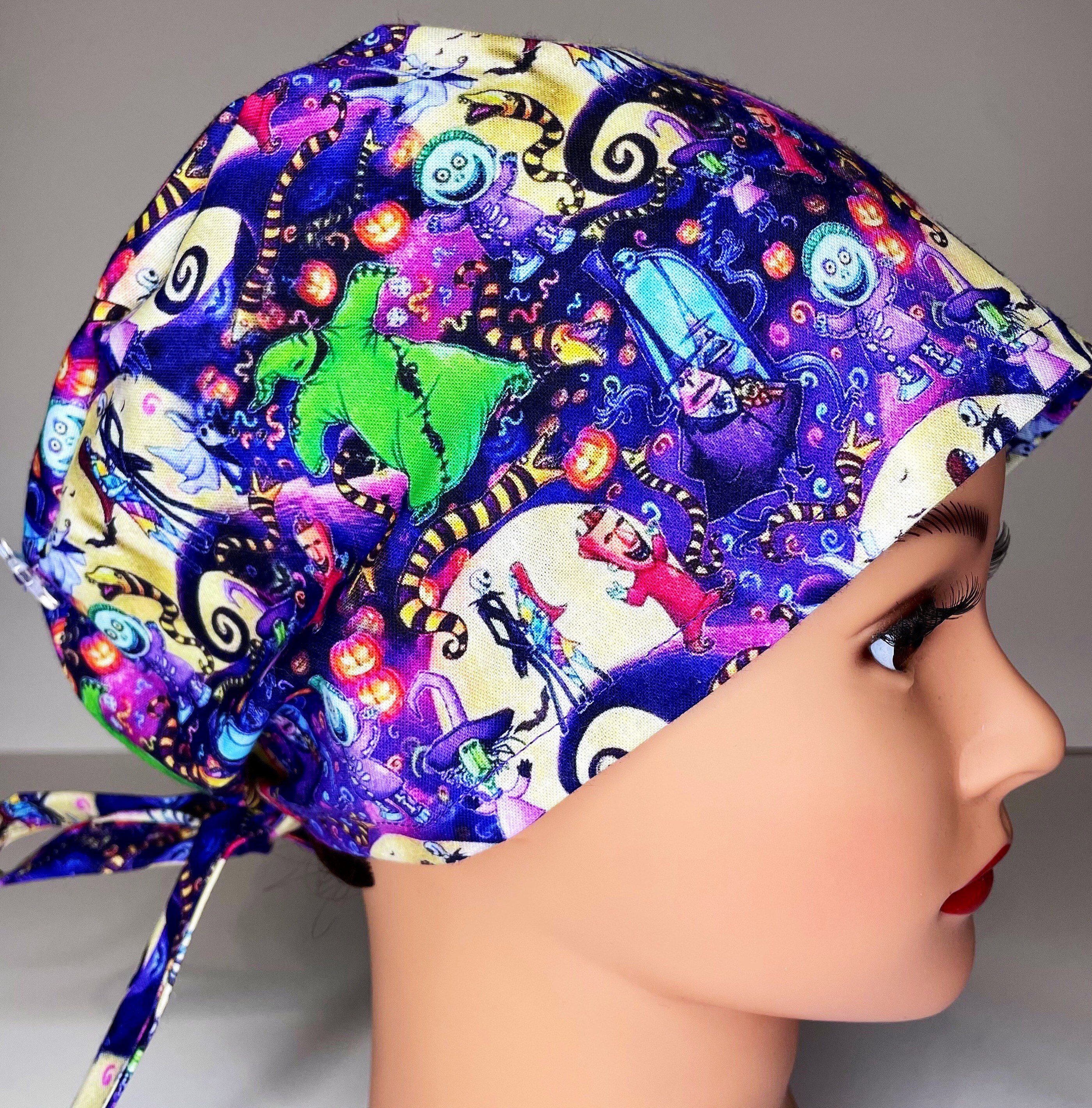 Nightmare  Surgical Scrub Cap Inspired with Buttons #141, Skeleton, D…