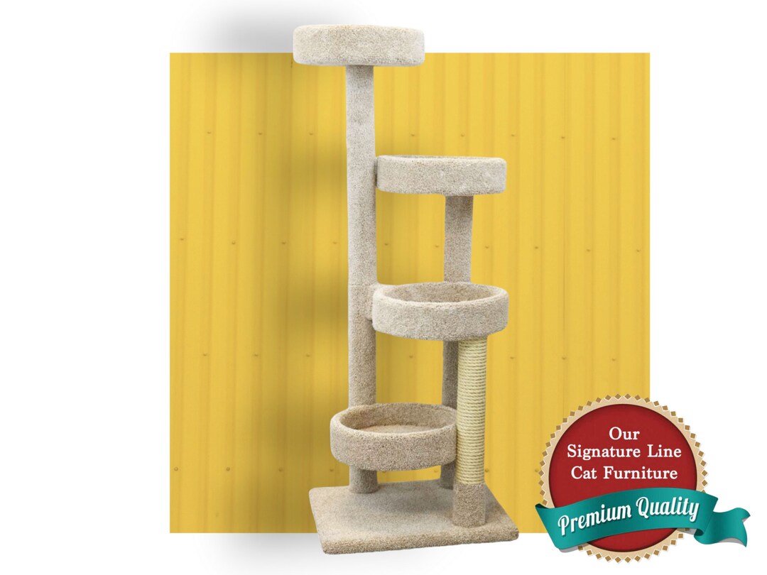 Ergonomic 61 Large Breed Cat Tree Tower, 4 Tiered Round Perches