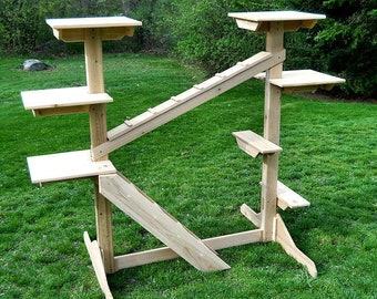 Outdoor (or Indoor) Cedar Cat Gym - Weather Resistant Multiple Perches for Cats to Climb, Play and Lounge Inside or Outside