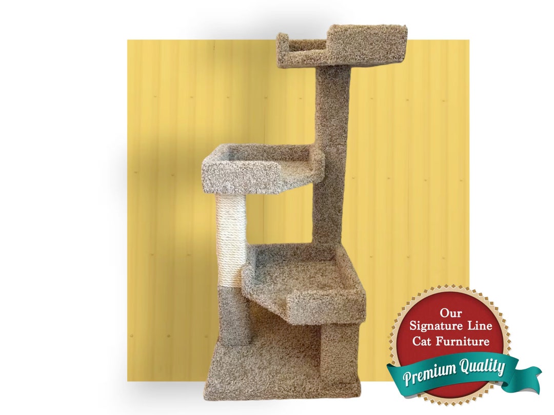 Ergonomic Carpeted Cat Tree Triple Set of 3 Sided Lounge Trays Cat