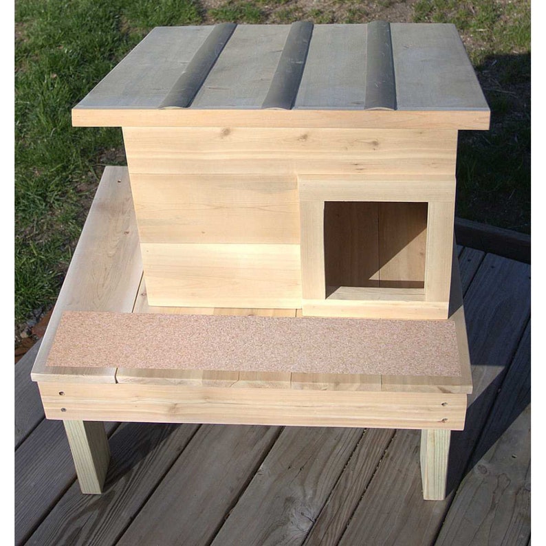 Outdoor Cedar Wood Cat House Shelter Weather Resistant with Side Window Keeps Outdoor Cats Sheltered and Warm During Cold Winter Months image 6
