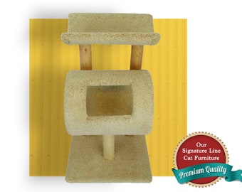 Ergonomic Design Kitty Cat Tree with Tube and Curved Perch, Cats Love It, All Wood, Made in the USA, 7711019657