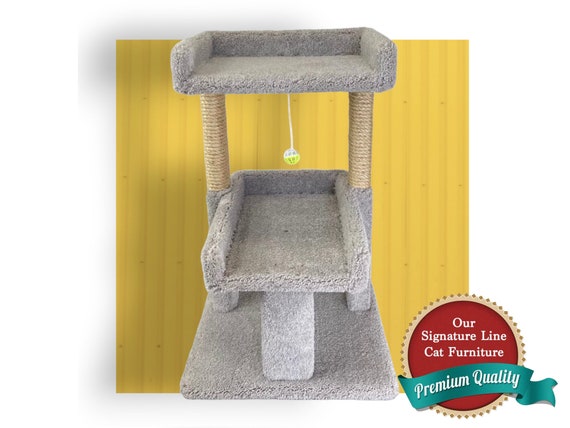 Ergonomic Design 32 Inch Double Tier Cat Perch Tree With Sisal