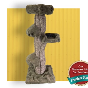 Ergonomic Hand Sculpted Realistic Trunk Carpeted Cat Climbing Tree with Multiple Lounge Perches, cats love it, Made in the USA, 7719006957