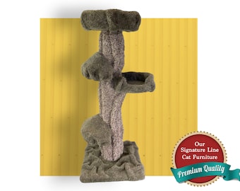 Ergonomic Hand Sculpted Realistic Trunk Carpeted Cat Climbing Tree with Multiple Lounge Perches, cats love it, Made in the USA, 7719006957