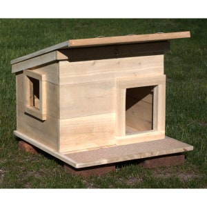 Outdoor Cedar Wood Cat House Shelter Weather Resistant with Side Window Keeps Outdoor Cats Sheltered and Warm During Cold Winter Months image 4