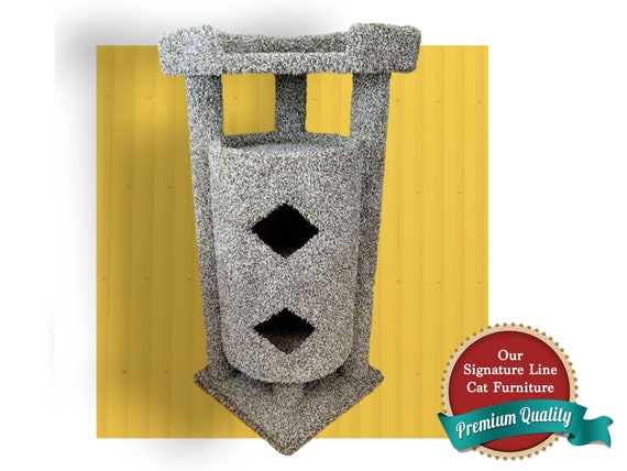 Ergonomic Design Elevated Double Enclosed Cat Condo House Cats
