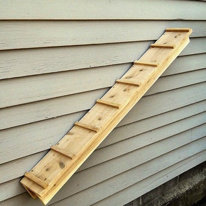 Outdoor Cedar Cat Wall System: 44 Inch Ramp - Weather Resistant to attach to outdoor wall for Cats to Climb, Play and Lounge