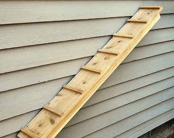 Outdoor Cedar Cat Wall System: 44 Inch Ramp - Weather Resistant to attach to outdoor wall for Cats to Climb, Play and Lounge