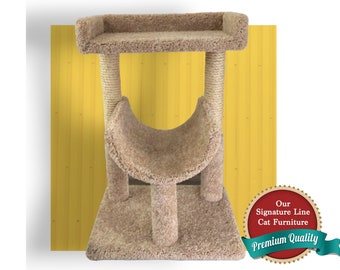 Ergonomic Design Cat Tree Perch Great For In Front of Windows 30" Tall with Sisal Scratch Posts, Cats Love It, Made in the USA, 7711075357