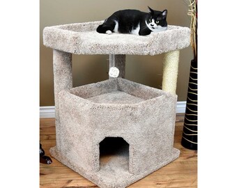 cat tree with large bed