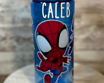Zak Designs Spider Man Flip Straw Cup Personalized 16.5 oz. or Super Mario 25 oz.