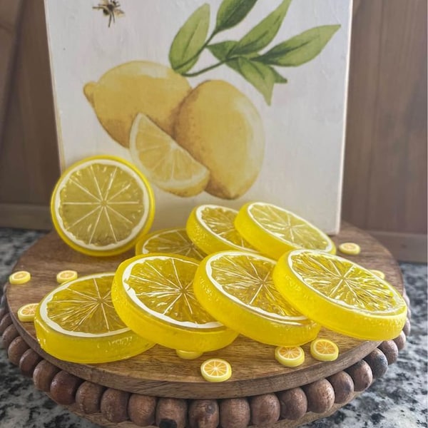 Faux Lemon Slices Cabochons Accessories For Your Farmhouse Tiered Tray or Display 2"