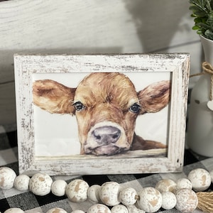Calf Farmhouse Kitchen Sign | Rustic Distressed Picture Frame | Tier Tray | Rustic Farmhouse | Farmhouse Decor | Wall Hanger