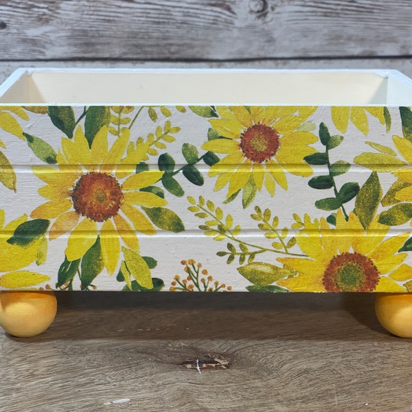 Sunflower Wooden Mini Crate Riser for Coffee/Cocoa Bar Flowers or Gifts
