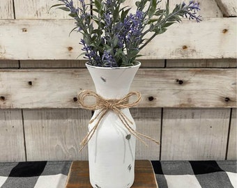 Rustic Farmhouse Lavender Glass Milk Jar Wedding Centerpiece