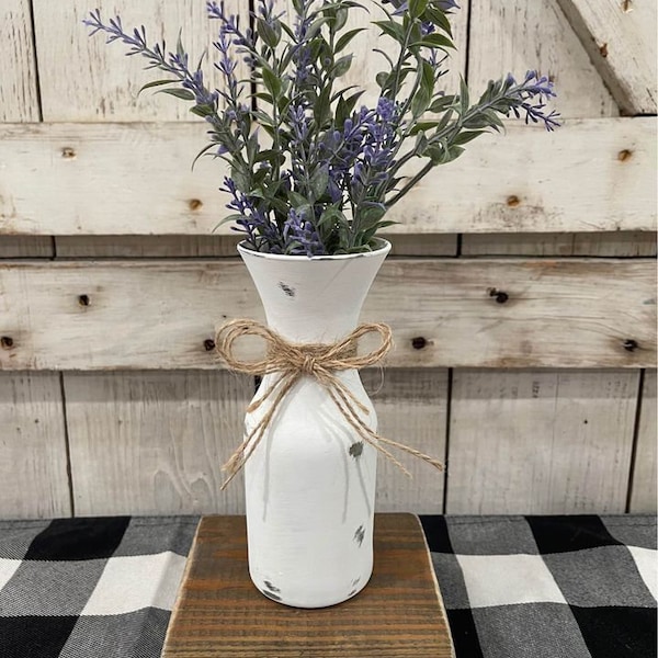 Rustic Farmhouse Lavender Glass Milk Jar Wedding Centerpiece