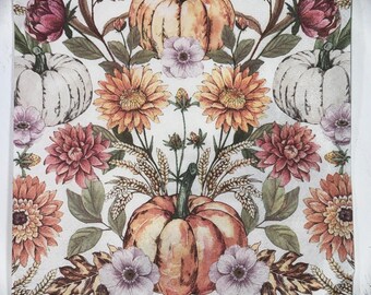 Fall Florals and Beautiful Pumpkins   Decoupage Napkins for Crafting Set of 2 Lunch Napkins