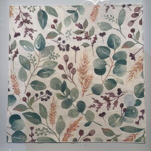 Decoupage Napkins Autumn Eucalyptus Wheat & Berries Set of 2, Sunflowers/ Summer/Plaques/Mason Jars