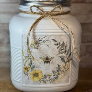 Honey Bee  Rustic Farmhouse Mason Jar Utensils Holder, Cottage, Vintage,  Ball Jar Canister, Housewarming,Wedding Gift,Cracker Jar 2qt