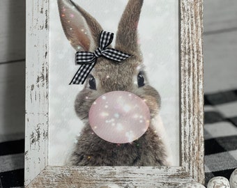 Farmhouse Bubble Bunny In Distressed Frame Sign