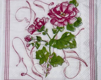 Pink Garden Party Decoupage Paper Napkins – Cocktail Size, Set of 2 Individual Napkins