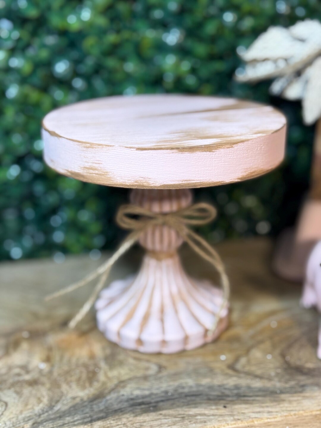 Pink Antiqued Pedestal Riser: Rustic French Country Cottage Decor - Etsy