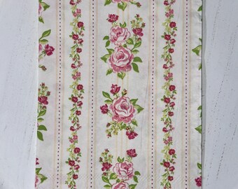 Pink White Rose Patterned Decoupage Crafting Napkins ,  Set of 2, Guest Napkins