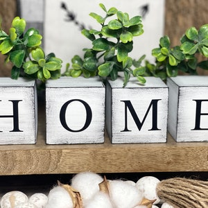 HOME Blocks Handmade Farmhouse Wooden Distressed Stackable and Displayable Blocks, Tier Tray Decor, Home Decor, Farmhouse Decor
