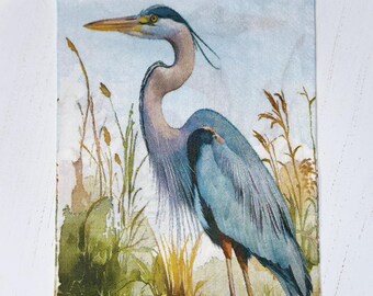 Blue Heron Wetlands  Decoupage Napkins, Summer Napkins,  Set of 2,  Guest Size