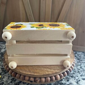 Sunflower Handmade Wood Crate Riser Great for Coffee/tea or Cocoa Bars ...