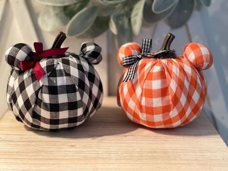 Minnie Mouse Inspired Buffalo Check Pumpkins/ Adorable Halloween Tiered Tray Decor