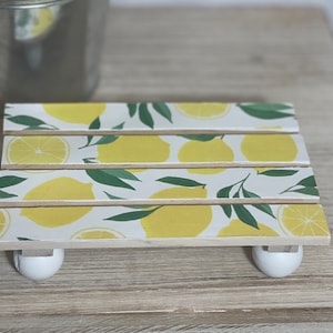 Farmhouse Pallet Wood Mini Riser Soap Dish Home Decor (Lemon or Sunflower Theme)