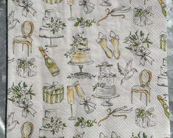 Wedding Doves Decoupage Napkins: Celebration Crafting, Set of 2