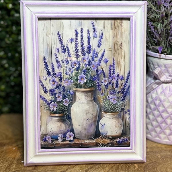 Lavender Cottage Framed Art: Distressed Farmhouse Decor