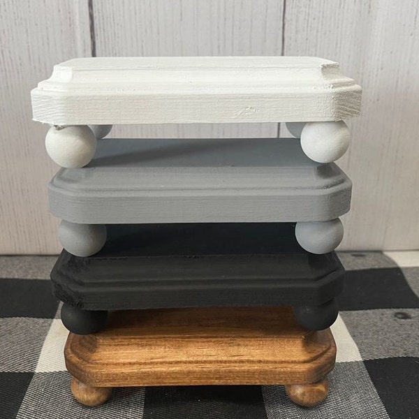 Farmhouse Mini Rectangular Wooden Riser 5" ,Riser tiered tray decor rustic home decor display plant stand coaster, candle holder