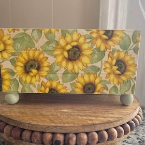 Handmade Sunflower Wood Crate, Farmhouse Decor, Coffee Bar Organizer