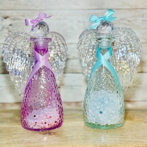 Beautiful Christmas Glass Decanter Angel Figurine, Home Decor , Holiday Winter Decor, Handmade