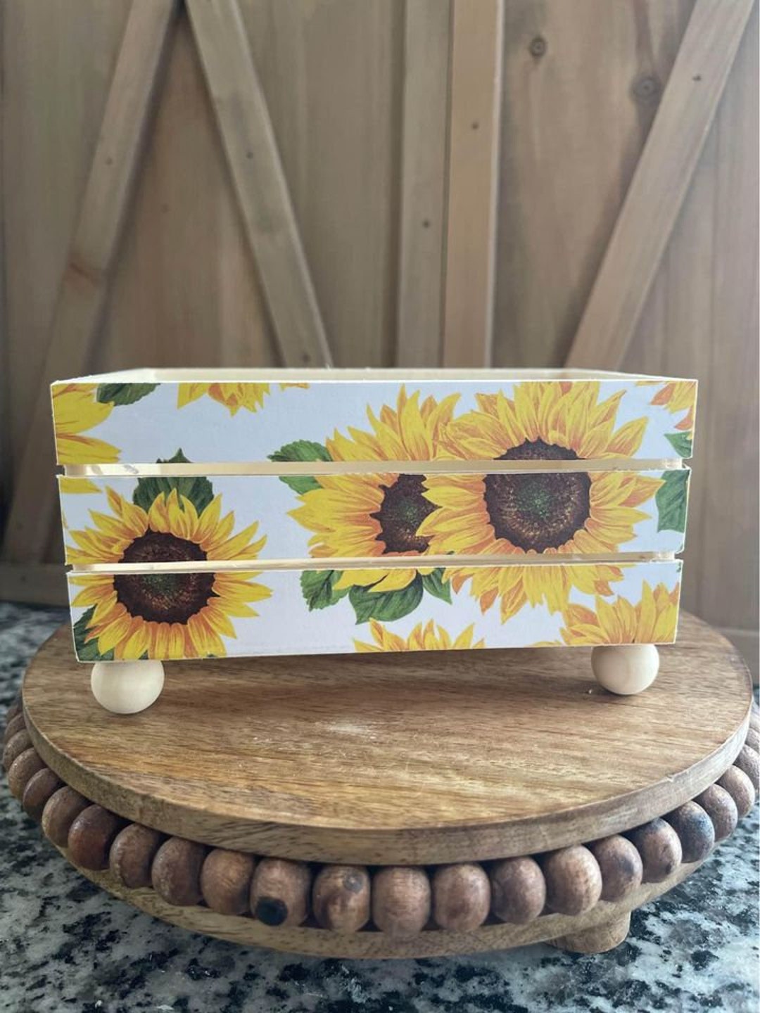 Sunflower Handmade Wood Crate Riser Great for Coffee/tea or Cocoa Bars ...