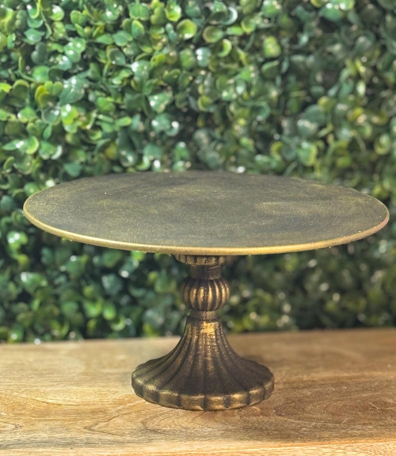 Black Gold Antique Distressed Glass Decorative Pedestal |Stand | Riser| Cake Stand Farmhouse | Tabletop, Kitchen | Wedding Decor